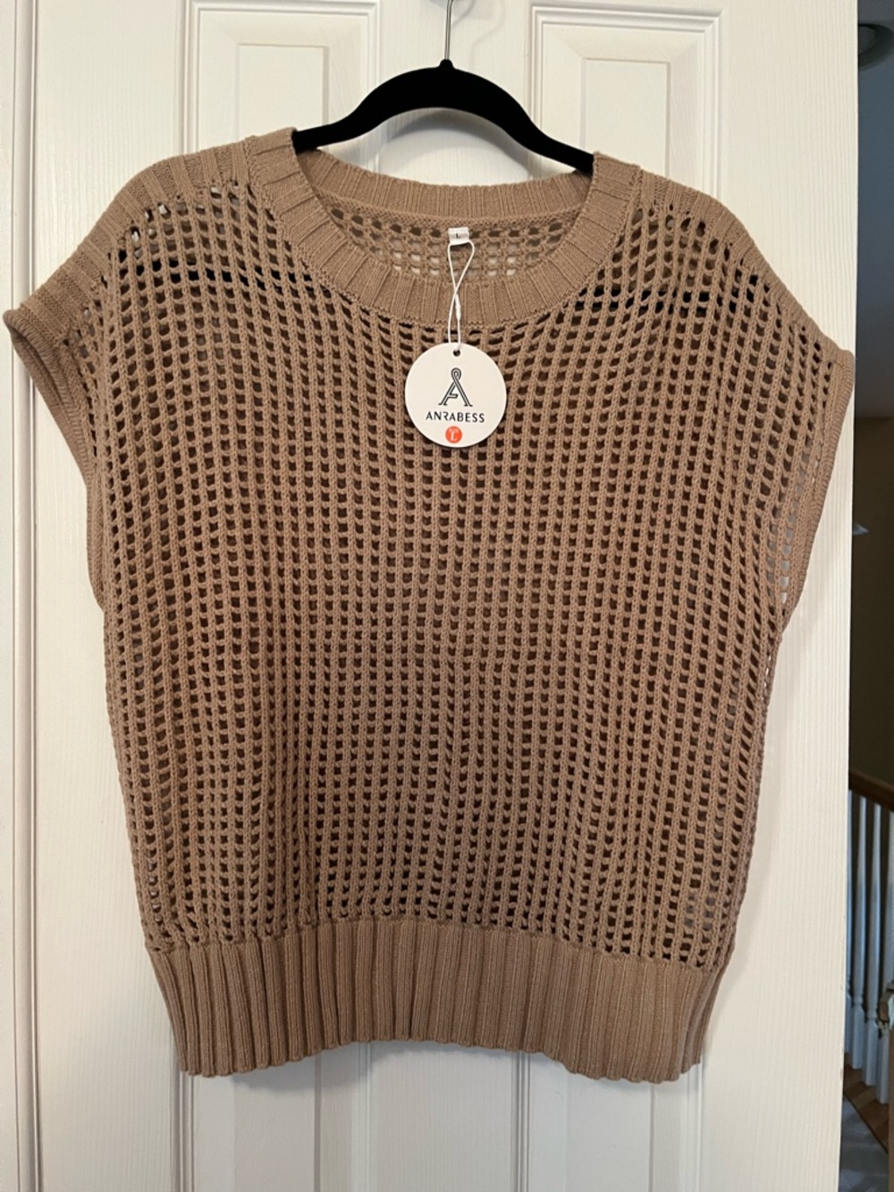 Women's Tan Open-Knit Sweater